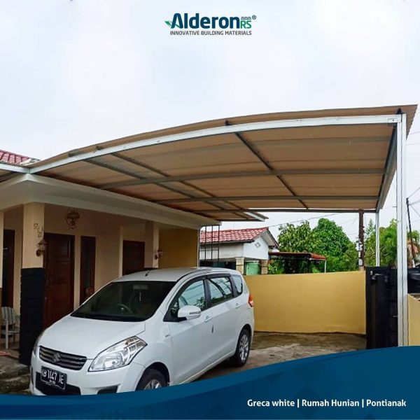 Alderon RS - Aplikasi Atap Alderon pada Kanopi Rumah Minimalis Greca White