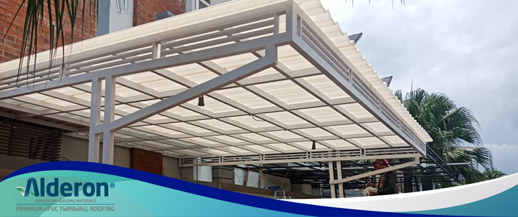kanopi minimalis translucent semi transparan alderon twinwall
